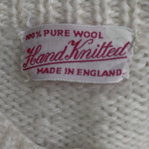 Vtg Hand Knitted 100% Wool Women Cardigan Sweater 3D Crochet Flowers Sz Small - Picture 7 of 8